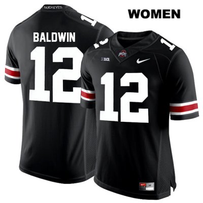 Women's NCAA Ohio State Buckeyes Matthew Baldwin #12 College Stitched Authentic Nike White Number Black Football Jersey IW20U63MM